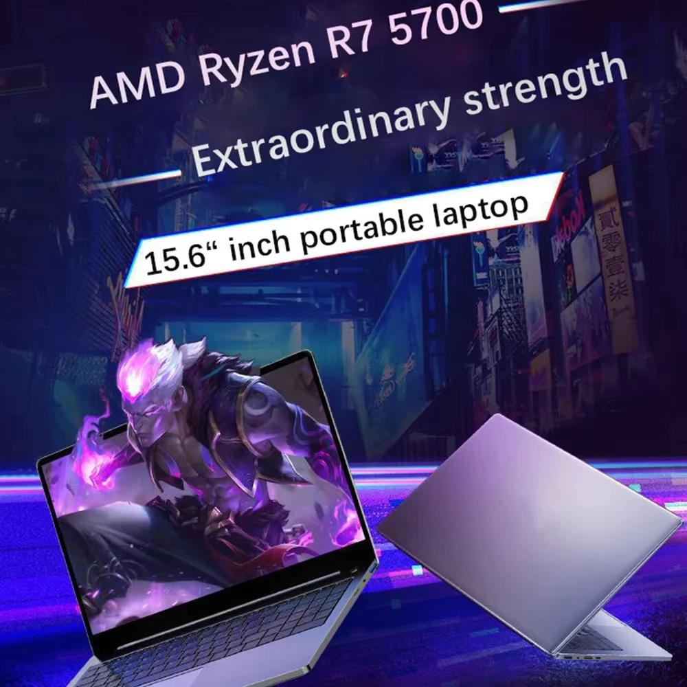 FW-S9 Gaming Laptop 15.6 Inch AMD R7 5700U Laptop 32GB DDR4 M.2 2TB SSD Windows 11 Backlit Keyboard Fingerprint Unlock Computer