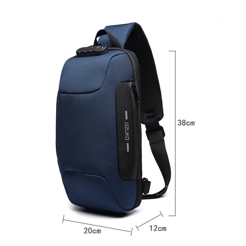 Ozuko multifuncional crossbody saco para homens anti-roubo ombro mensageiro sacos masculino à prova dwaterproof água curta viagem saco de peito ombro novo