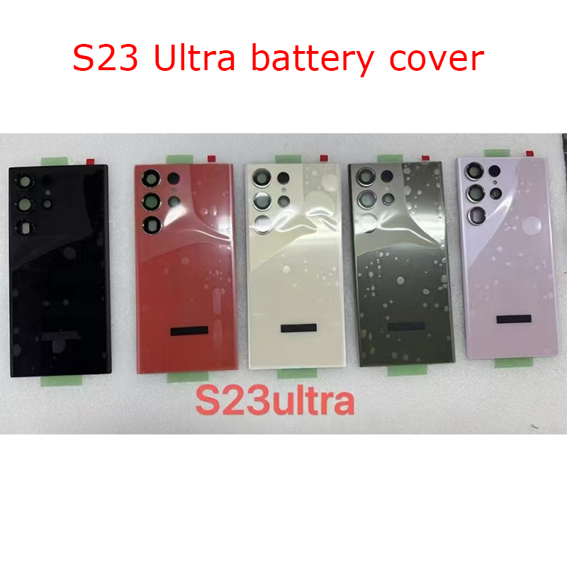 Rückglasabdeckung für Samsung Galaxy S23 Ultra 5G S23 S23 Plus, Ersatz-Batteriegehäuse für die hintere Tür, hinteres Gehäuse + Kameraobjektiv