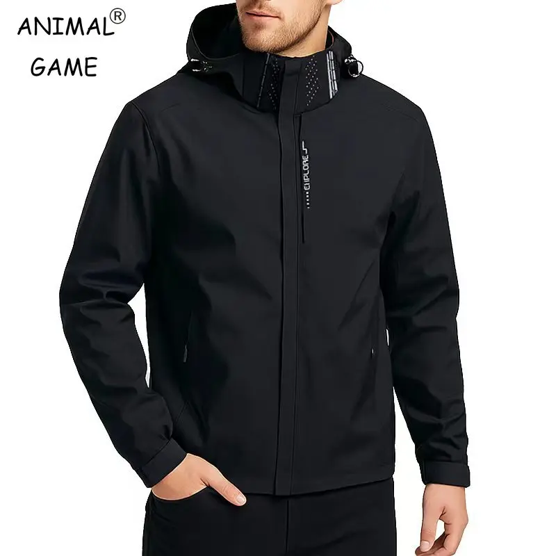 Capa de chuva impermeável masculina ao ar livre jaquetas leves casaco com capuz caminhadas jaqueta à prova de vento escalada esporte casual streetwear