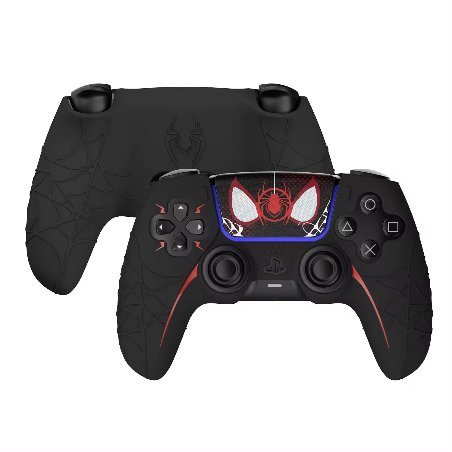 New Spider Web Silicone Skin Cover Gamepad Sticker Soft Case For Sony Dualsense 5 PS5 Controller Thumb Stick Grip Cap Protector
