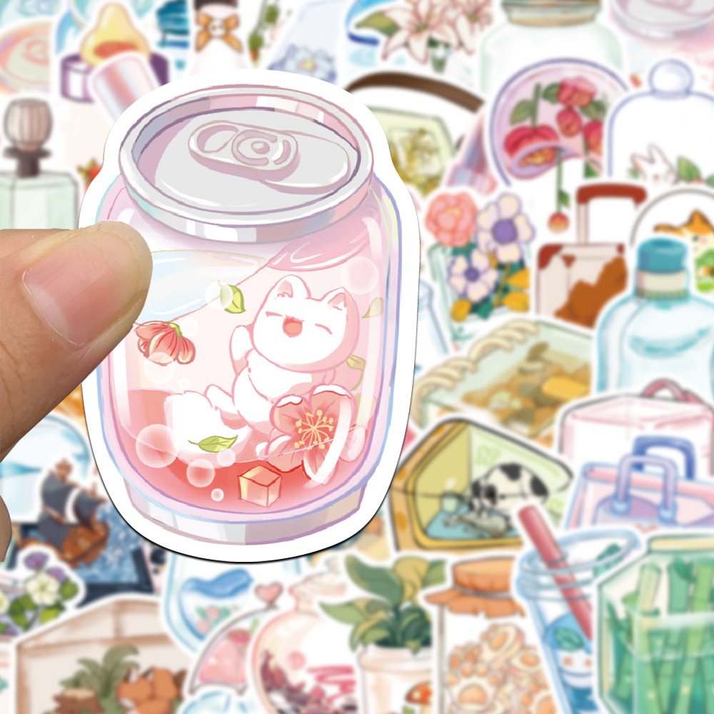 10/30/50 Uds. Pegatinas bonitas de cristal transparente para taza de agua y bebidas, pegatinas para ordenador portátil, teléfono, álbum de recortes, pegatina decorativa para nevera, juguetes para niños