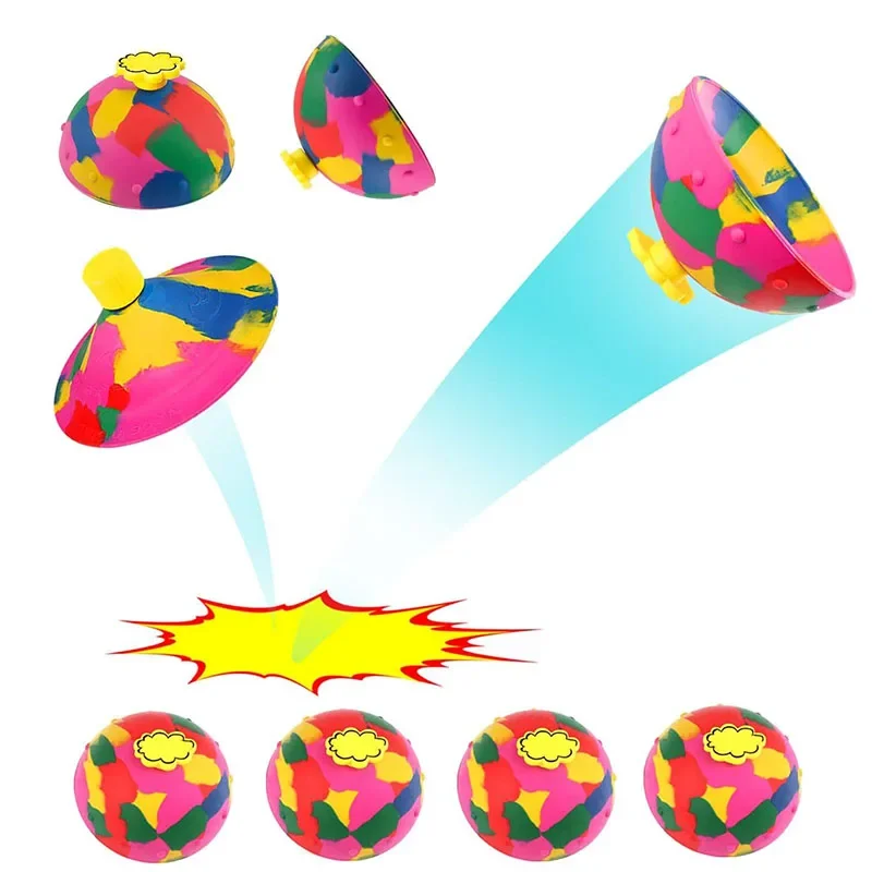 Hip Hop กระโดดครึ่งด้านข้าง Bouncing Ball Anti ความเครียด Fidget ของเล่นเด็กสนุกกลางแจ้ง Camouflage SPINNING BOUNCE ชามปลายนิ้ว TOP ของเล่น