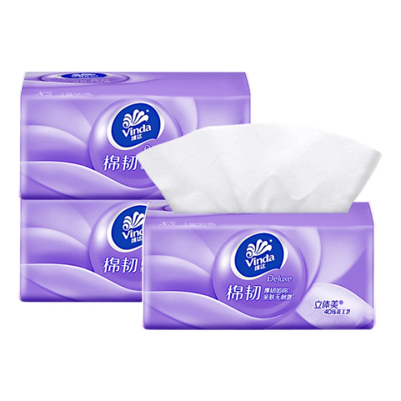 Vinda thin and tough tissue paper 3 layers 100 sheets 3 packs napkins toilet paper removable paper towels for home students