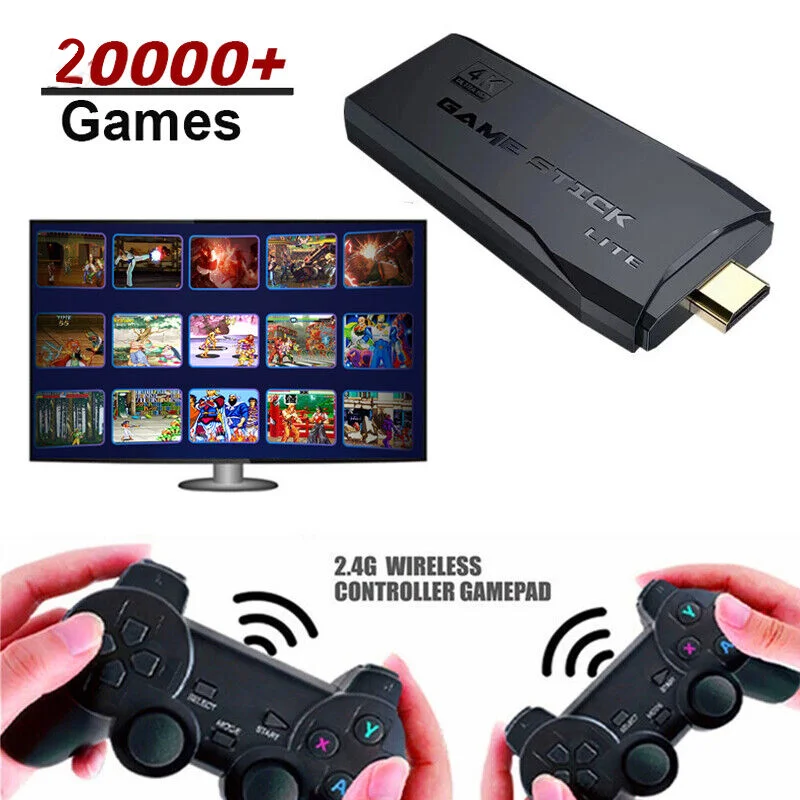 Retro Video Game Console Stick M8 Wireless Controller 4K 20000 Emulators 9 Built-in Games PS1 Compatible Gift for Kids