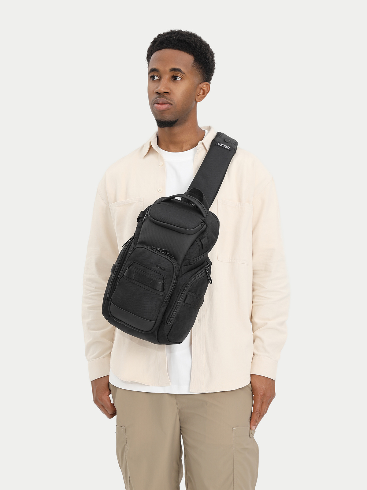 OZUKO Herenborsttas Zakelijk Commuter Mode Multifunctionele schoudertas Lichtgewicht reiswaterdichte crossbodytas