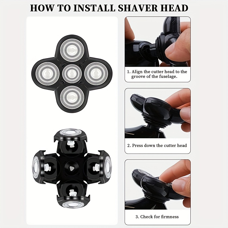 Electric Shaver Replacement 5 Heads 5D Floating Replacement Heads for most shaver