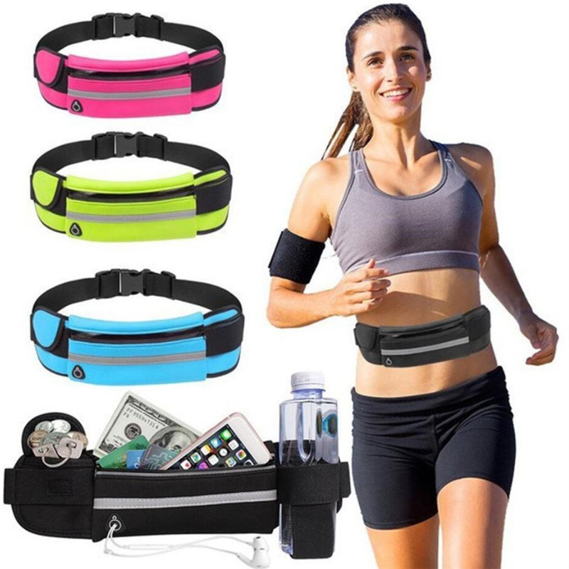 Hardloopheuptas Heren Dames Marathon Fietsen Multifunctionele tassen met waterfles Waterdichte telefoontas unisex heupriempakket