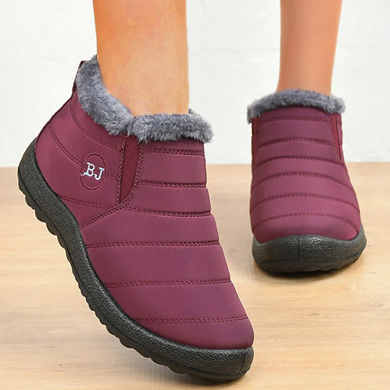Botas de Mujer, zapatos planos de nieve, Botas de talla grande para Mujer, botines suaves, zapatos de felpa de invierno para Mujer, Botas de plataforma para Mujer, zapato de invierno