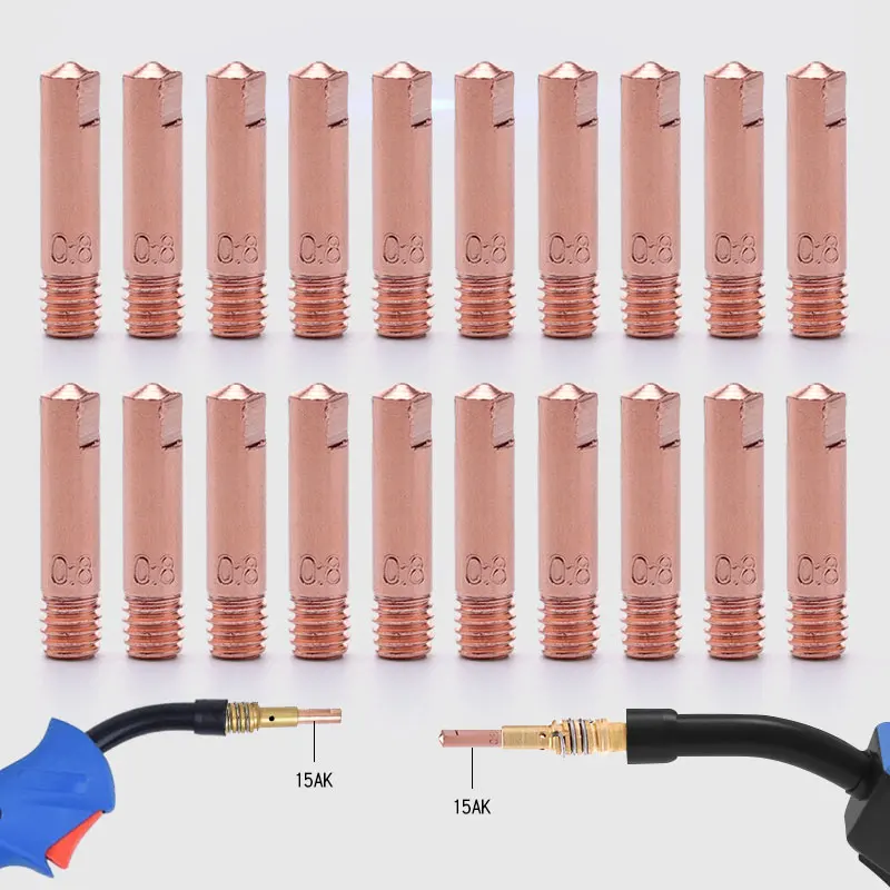 5/10PCS Spitze Gas Düse MB-15AK M6 * 25mm Schweißen Taschenlampe Kontaktieren Spitze Gas Düse 0,6/0,8/0,9/1,0/1,2mm Für MB-15AK 14AK MIG/MAG Teil