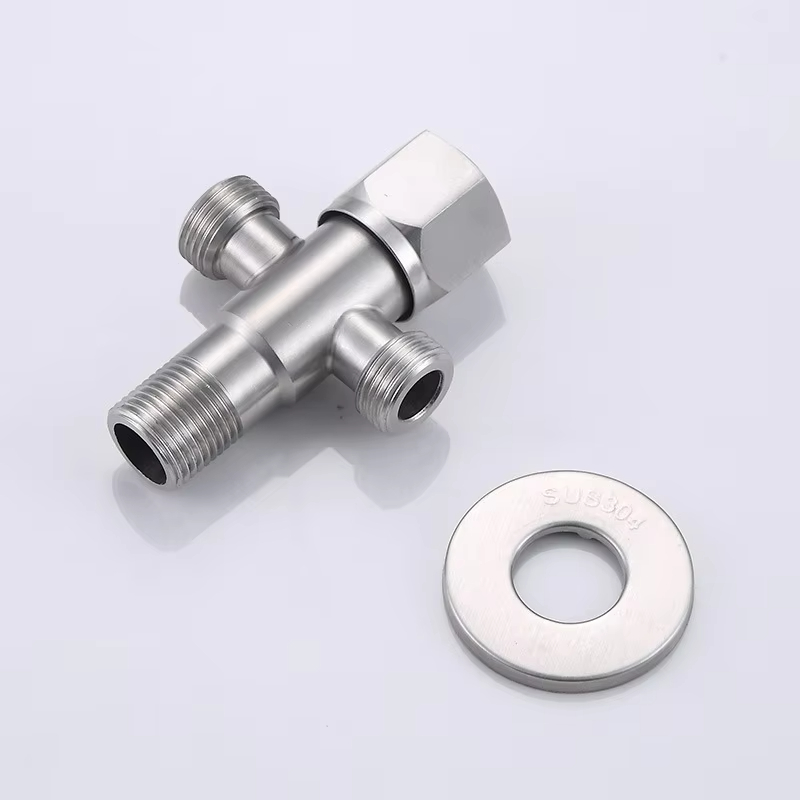 Válvula triangular de aço inoxidável, válvula de entrada de água quente e fria para banheiro, aquecedor de água, pia de cozinha, válvula triangular