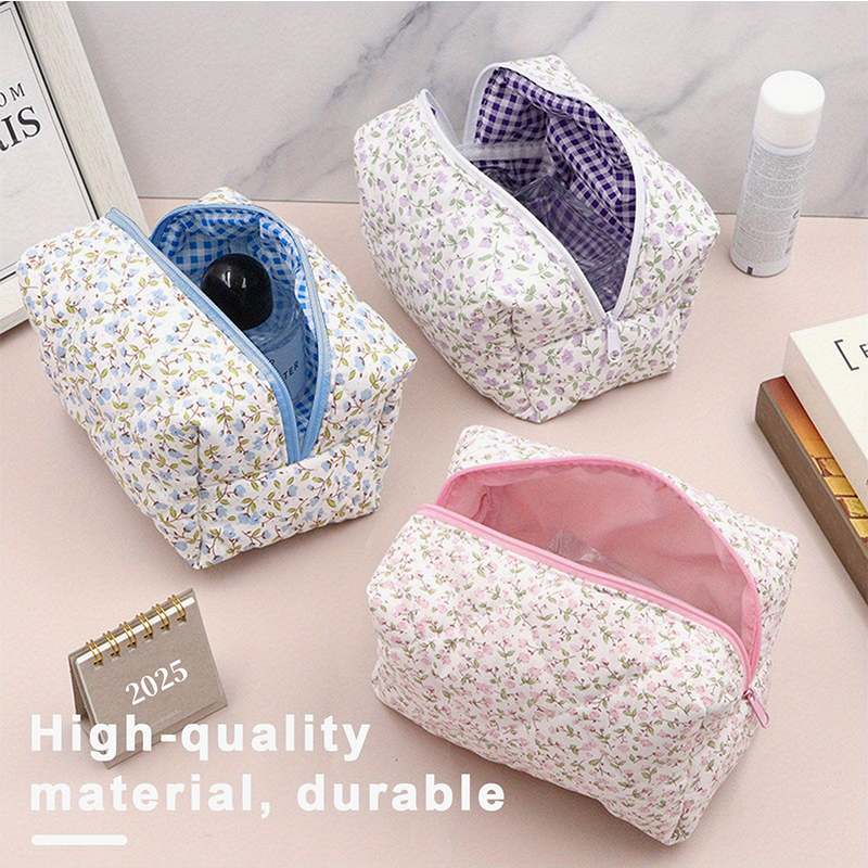 New Style Small Fresh Floral Cosmetic Bag Zipper Skin Care Product Storage, Multifunctional Portable Large Capacity Toiletry Bag