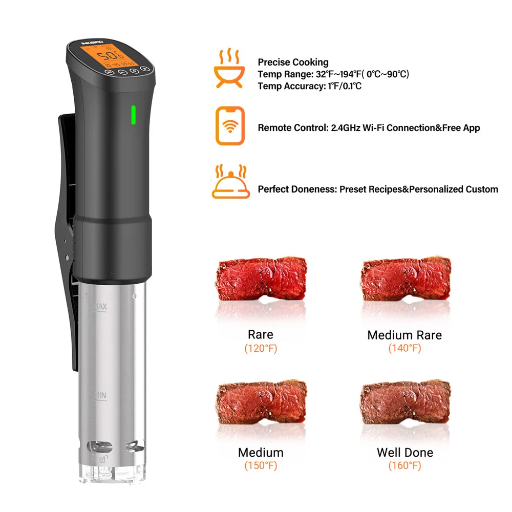 INKBIRD Ẩm Thực: Vide ISV-200W Wi-Fi Chính Xác Điện Mạnh Mẽ & Bền Bỉ Ngâm Đựng Trứng Bằng Thép Không Gỉ Thành Phần