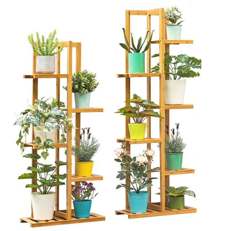 Support de plantes en bambou à 5/6 niveaux, support de Pot de fleur Multiple, étagère d'exposition de jardinière intérieure et extérieure pour Patio