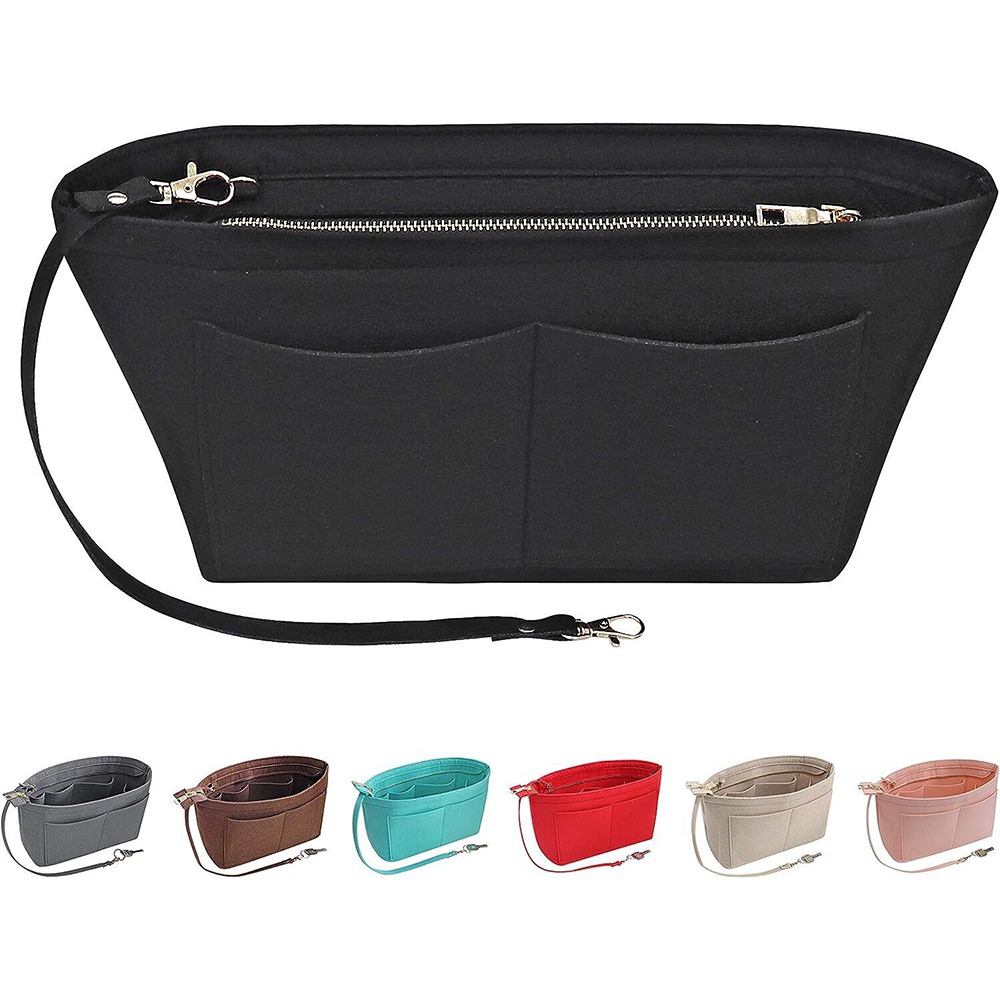 Bolso organizador de viaje portátil para mujer, bolsa de fieltro, bolsas de cosméticos, monedero con forro de inserción, bolsas de marca de almacenamiento para bolso