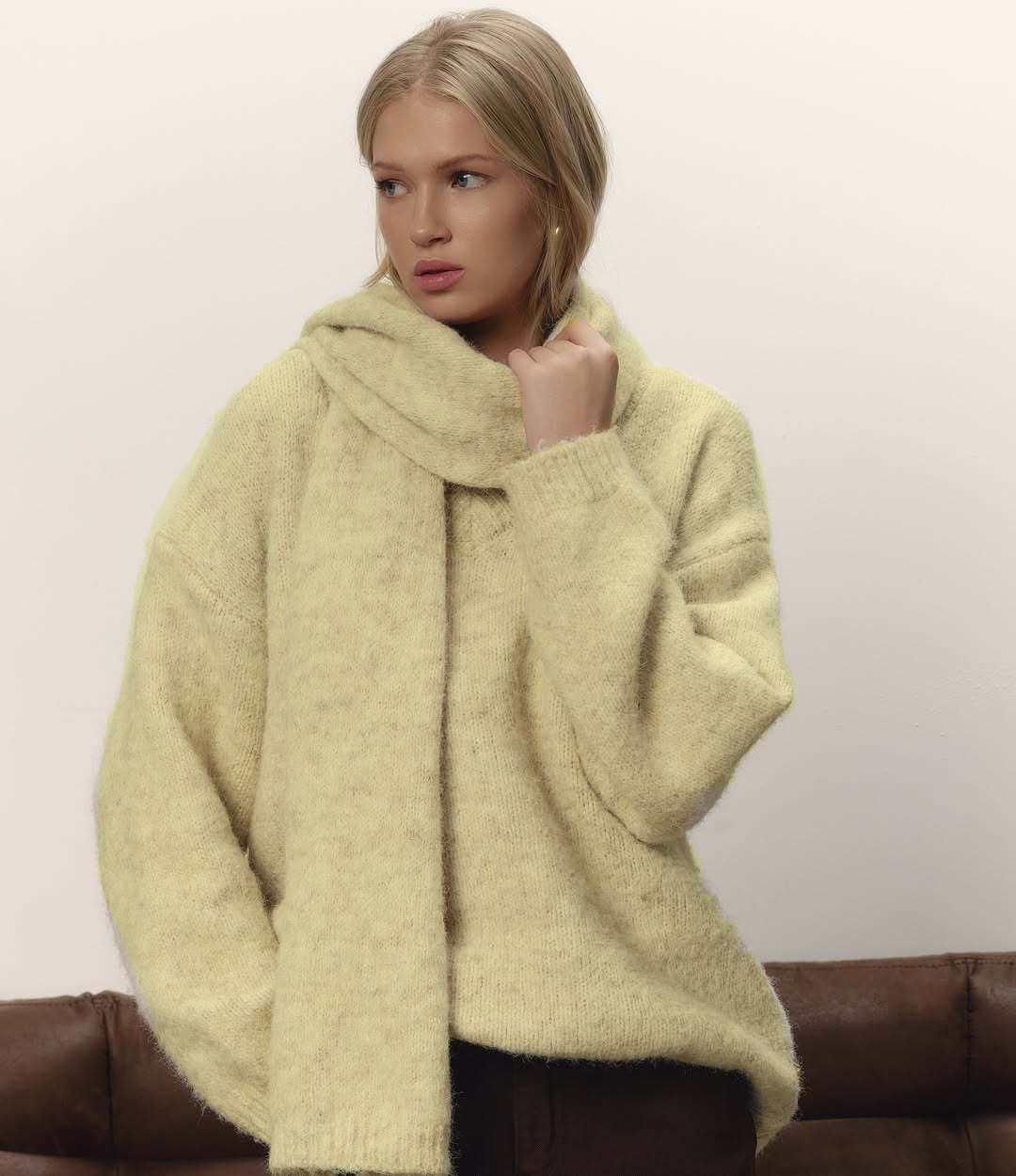 Hirsionsan 2025 novo macio solto decote em v blusas de malha feminino inverno sólido pullovers & cachecol quente básico malhas jumper