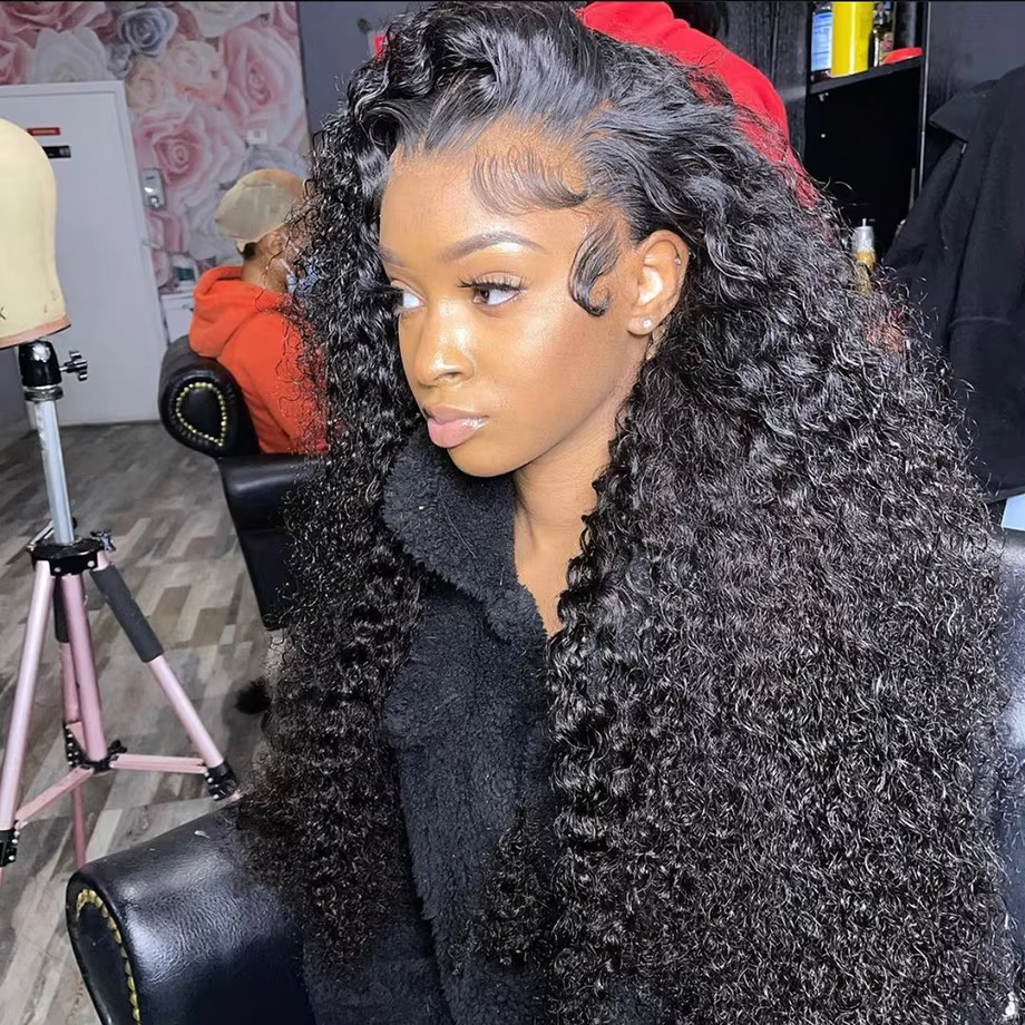 Peluca con malla Frontal ondulada de agua, pelucas de cabello humano con frente de encaje completo para mujeres negras, peluca Frontal de onda profunda suelta húmeda y ondulada HD de 30 y 34 pulgadas