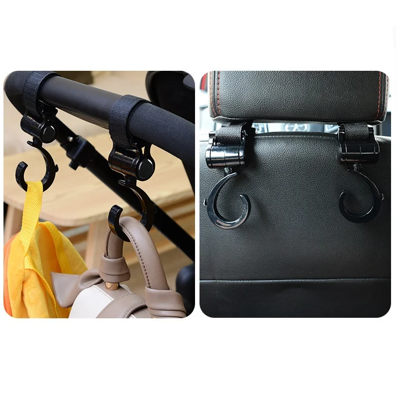 Accesorios para cochecito de bebé, gancho multiusos giratorio de 360 grados, ganchos colgantes, soporte para bolsa, accesorios para bebé, 2 uds.
