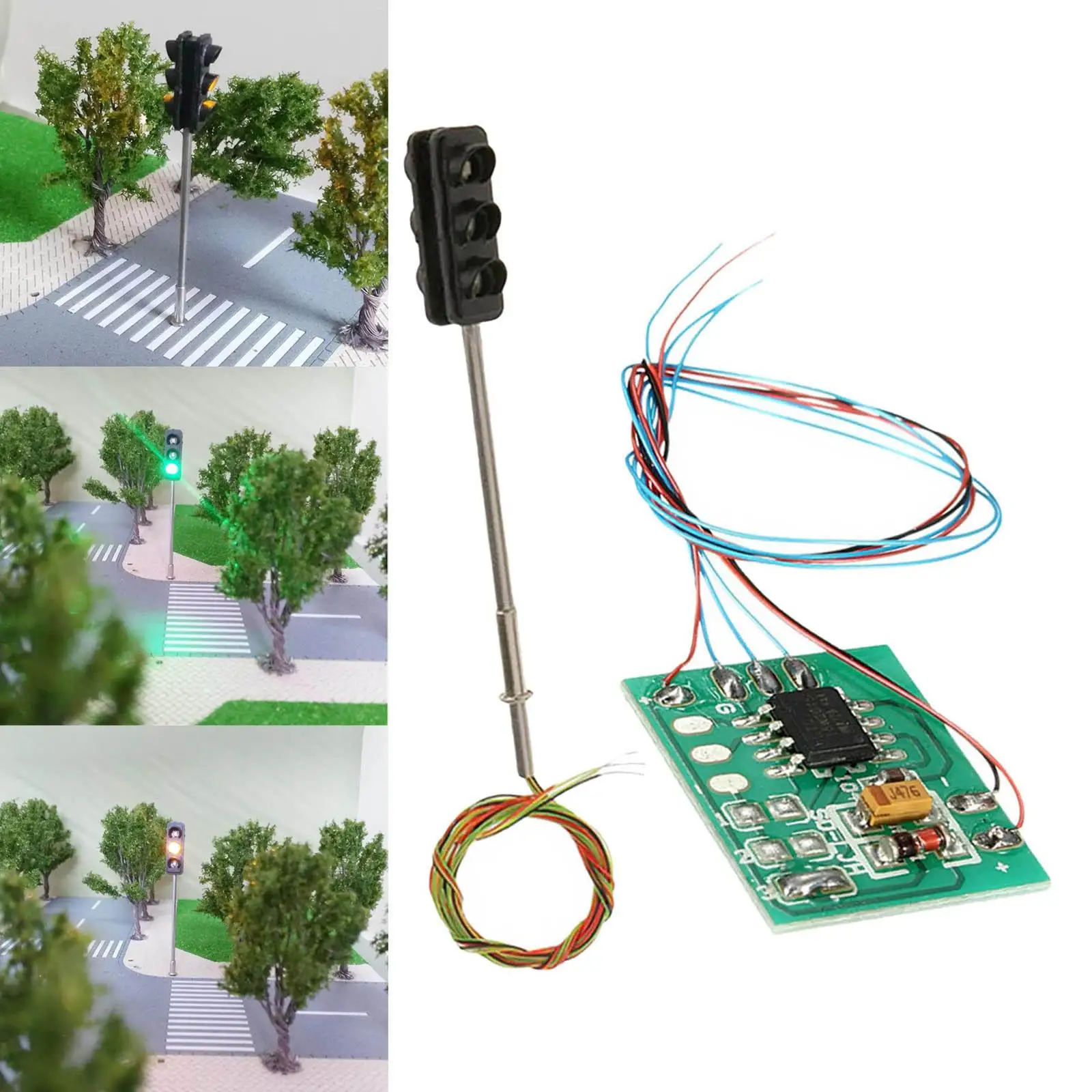 Traffic Signal Light Model Realistic Design LED Light Classic with Control Board for DIY Sand Table Train Railway Model Diorama
