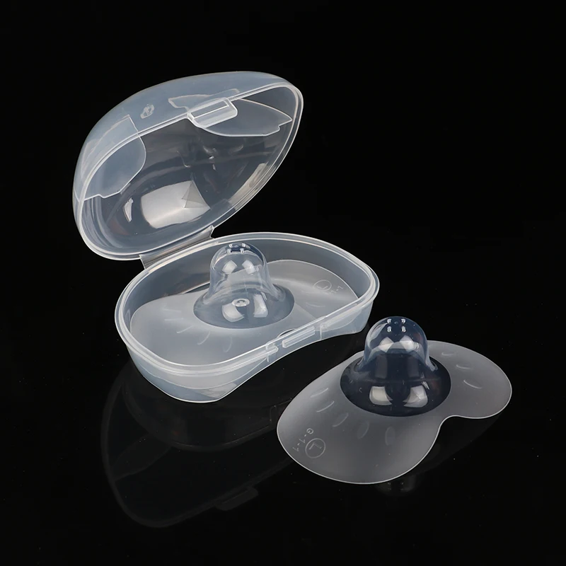 2 pçs protetores de mamilo de silicone mães de alimentação protetores de mamilo capa de proteção amamentação com estojo de transporte transparente