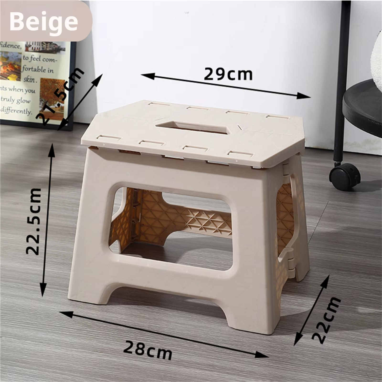 Adult folding footstool for living room, kitchen and bathroom shower stool, waterproof plastic portable travel stool