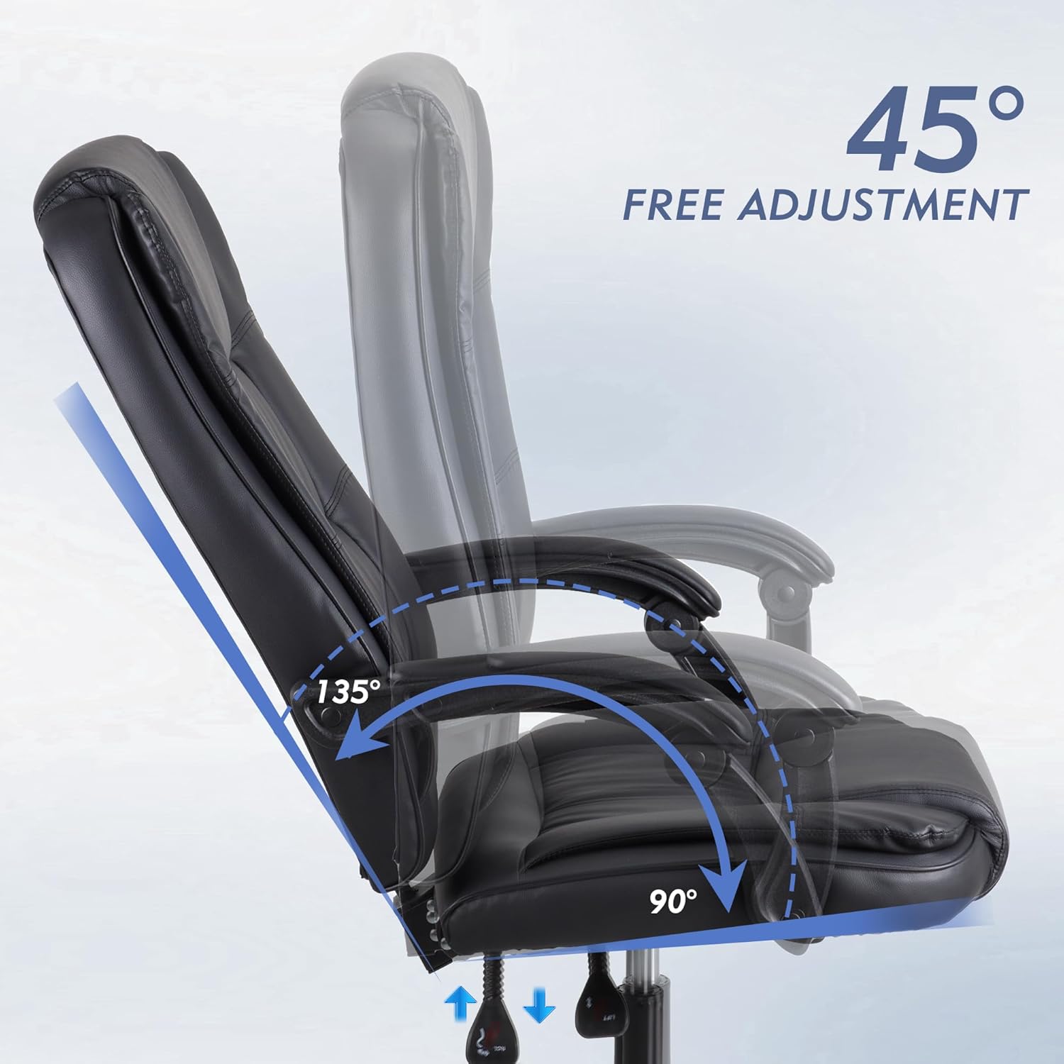 High Back Ergonomic Office Chair Swivel Chair,Large Seat with Tilt Function Computer Chair,PU Leather Gaming Chair