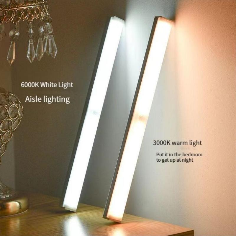 LEDインテリジェントワイヤレスロングストリップボディセンサー照明寝室ナイトライトUSB充電電磁吸引キャビネットライト