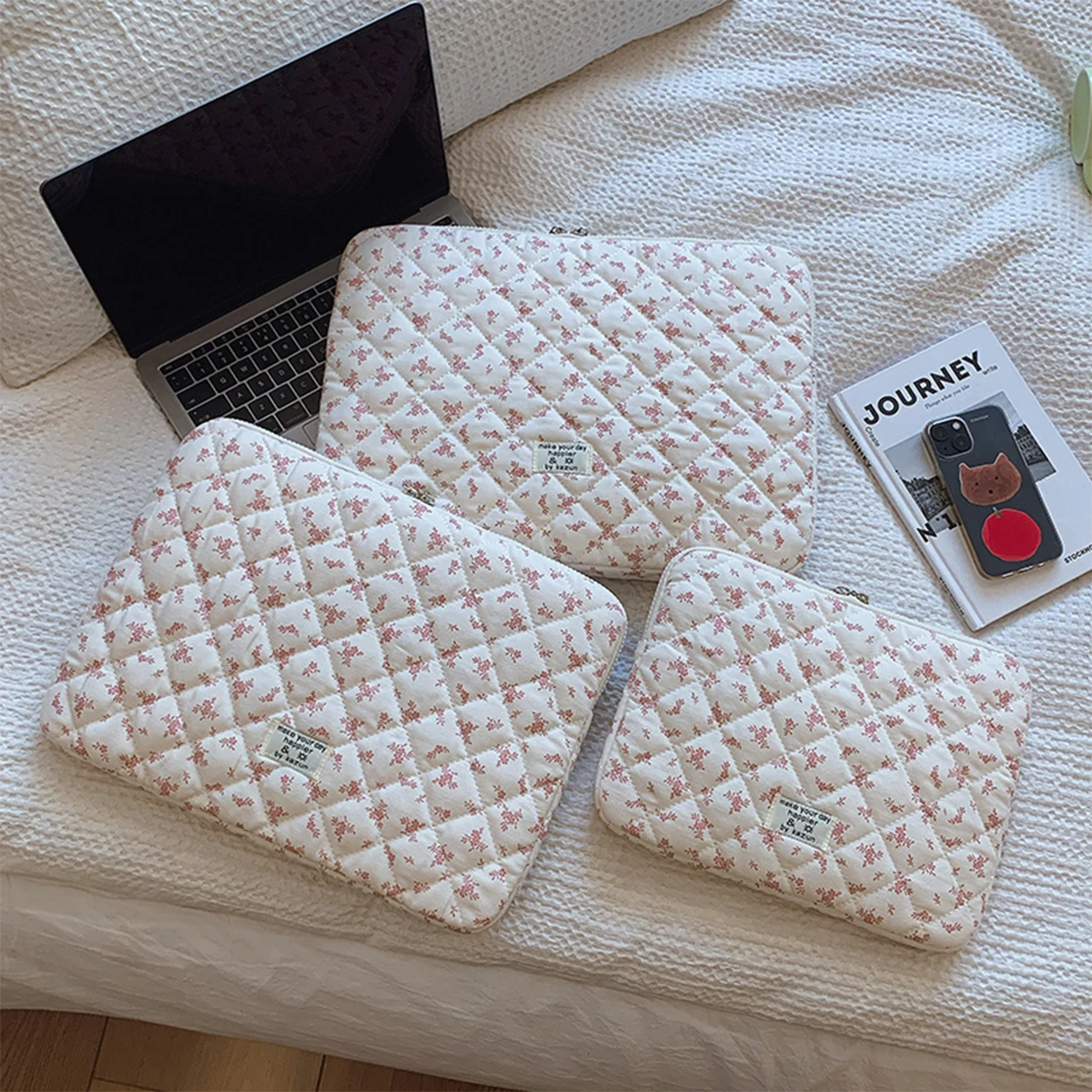 Bolsa acolchada con estampado de flores para ordenador portátil, bolsa protectora para ordenador de 11/14/15 pulgadas, funda para ordenador portátil, 1 ud.