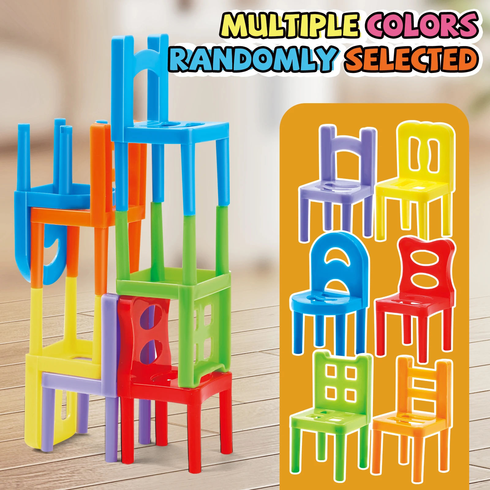 Building & Stacking Chair Set: Educational Toy for Family Gatherings, Random Colors/Styles, Christmas/Halloween/Thanksgiving