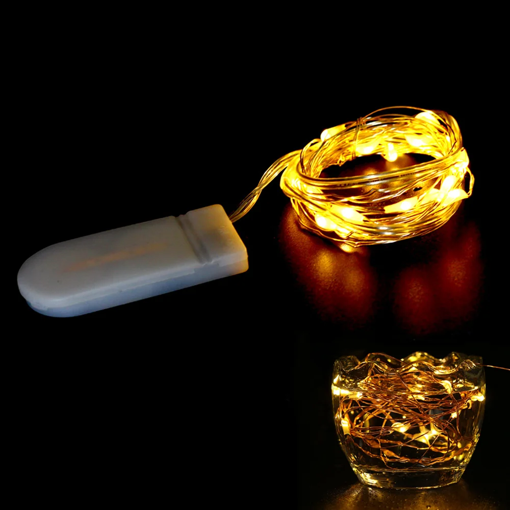LED ทองแดงลวดไฟ Fairy กันน้ํา LED String ไฟแบตเตอรี่ดําเนินการ DIY งานแต่งงานตกแต่งคริสต์มาส Garland