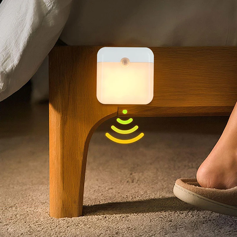 Lampki nocne LED z czujnikiem ruchu, lampka do szafy ładowana przez USB, bezprzewodowa kinkiet na schody, szafa, kuchnia, sypialnia, garaż