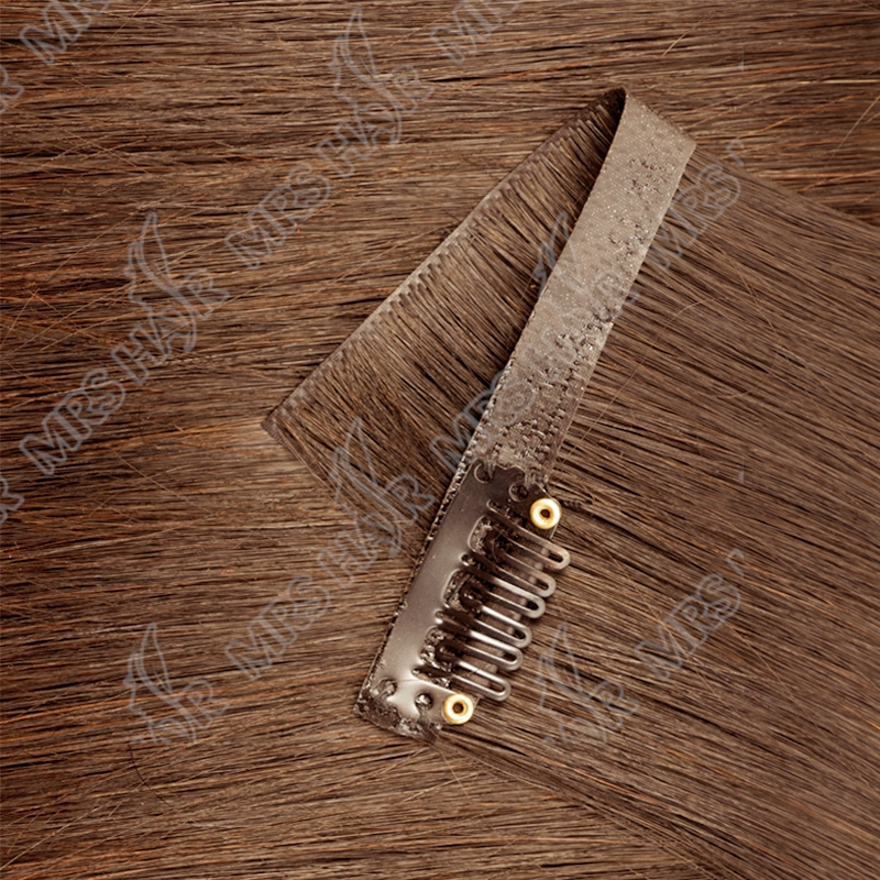 Clip Invisible dans l'extension de cheveux pince de trame de bande d'unité centrale injectée dans l'extension de cheveux humains 7 pièces/ensemble 12-24 pouces 100G 120G pince sur cheveux