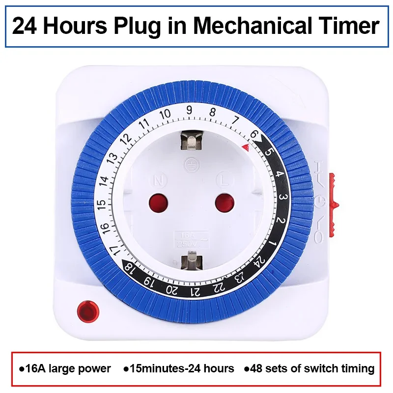UE/EE. UU. 24 horas temporizador interruptor enchufe mecánico con conexión a tierra programable interruptor de bucle de cuenta regresiva inteligente enchufe apagado automático