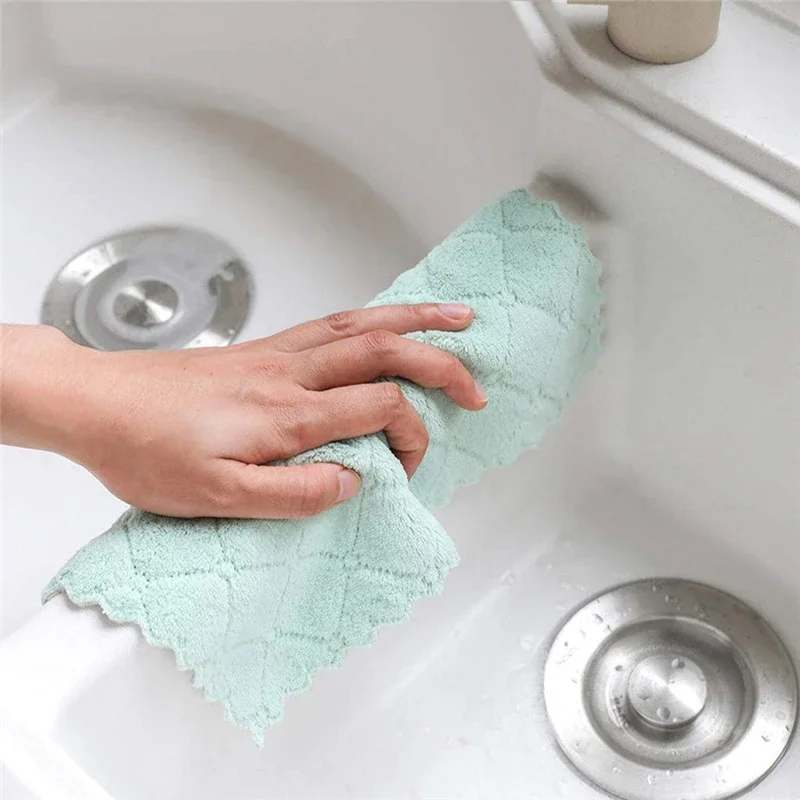 10 pezzi di asciugamani da cucina in microfibra, super assorbenti, in velluto corallo, antiaderenti, lavabili ad olio, ad asciugatura rapida