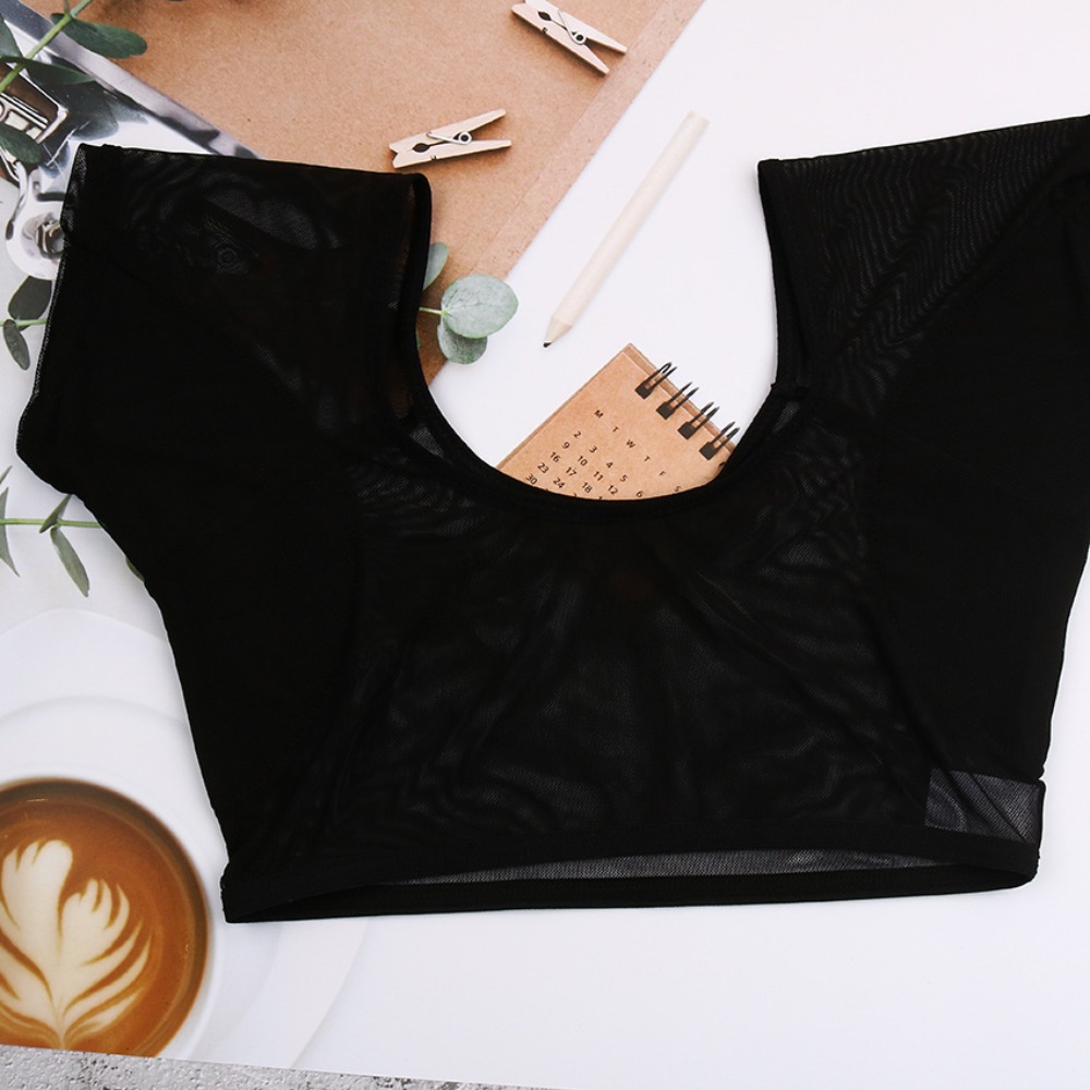 Ropa transparente absorbente de sudor para mujer, chaleco envolvente para el pecho de secado rápido de malla ultrafina, almohadillas para el sudor para las axilas