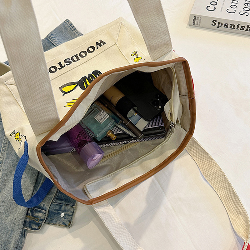 MINISO Disney Cartoon Snoopy Große Kapazität Canvas Tasche Student Handtasche Schultertasche Niedliche Print Einkaufstasche