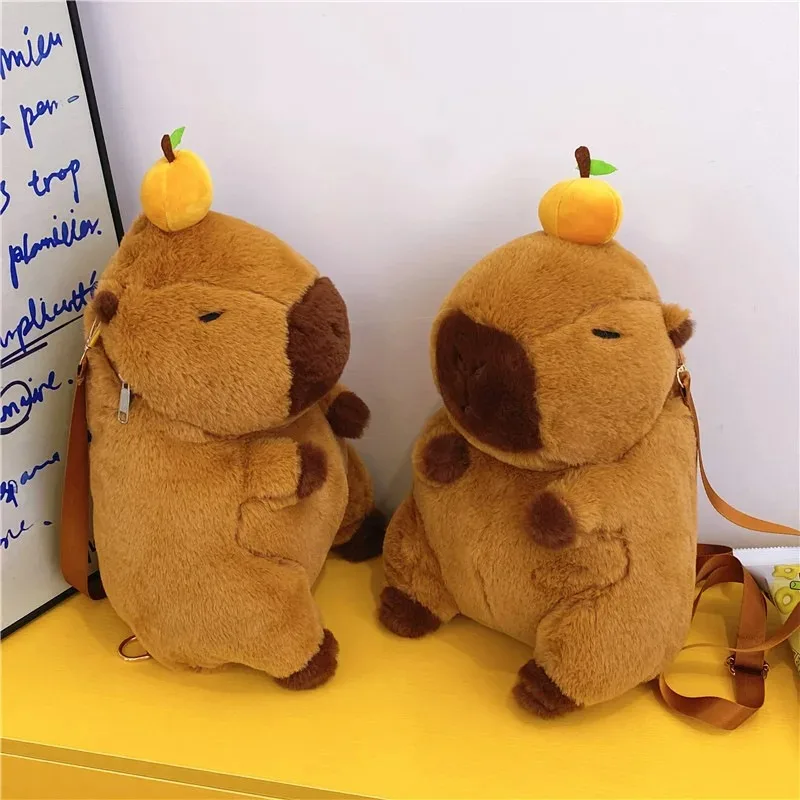 Capybara 봉제 배낭 귀여운 패션 봉제 인형 모피 가방, 어린이 가방, 숄더백, 미니 배낭 가방, 여자 친구 선물