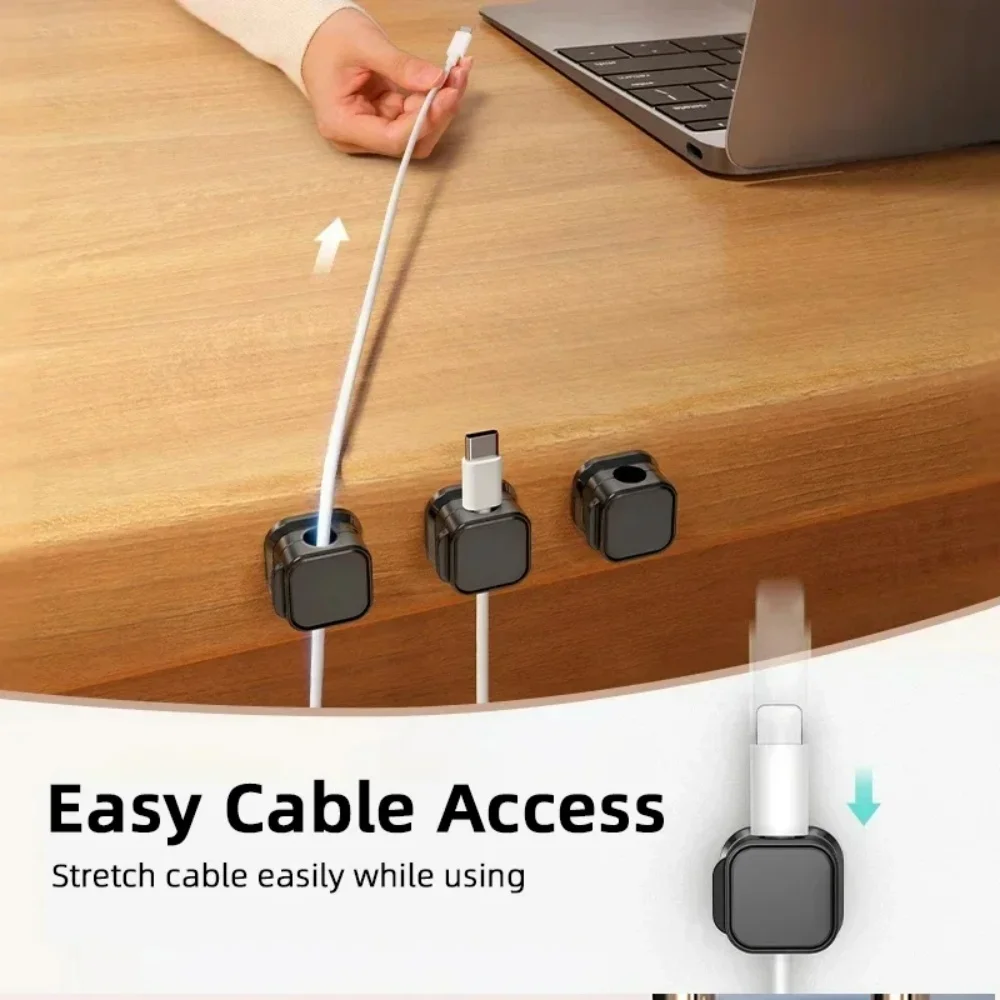 1/3/6 PCS Organizzatore di cavi magnetici Gestione dei cavi Custode di cavi Clip per cavi dati a parete Avvolgitore Supporto per cavo regolabile sotto la scrivania