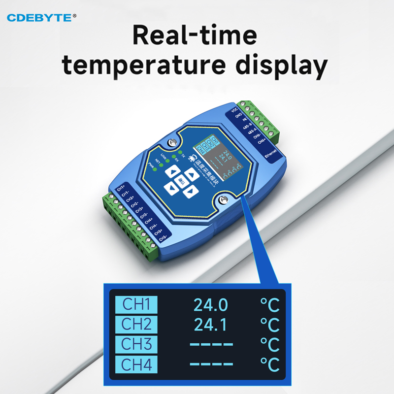 Temperaturerfassungsmodul 6-Wege-Thermoelement Typ K CDEBYTE ME31-XEXX0600 Ethernet RS485 mit OLED-Display Modbus