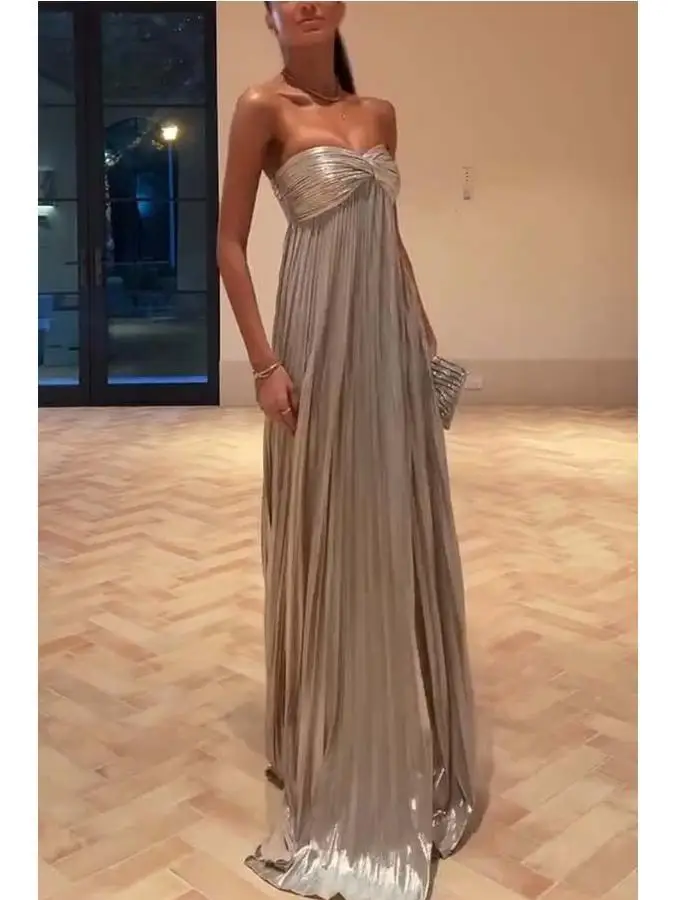 Vestido de Festa Sexy F com Cintura Alta, Sem Mangas, com Design Sexy Costas Descobertas para Festas e Casamentos