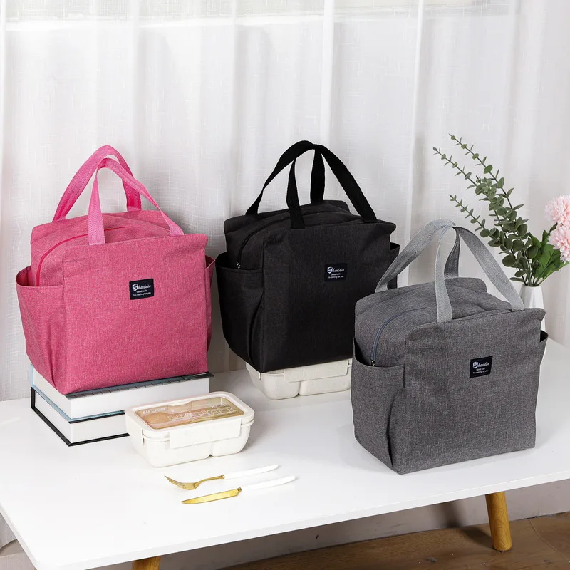 Borsa Bento portatile a doppia tasca isolata Borsa per il pranzo con scatola per il pranzo addensata in foglio di alluminio con borsa per il pranzo Borsa termica per il pranzo