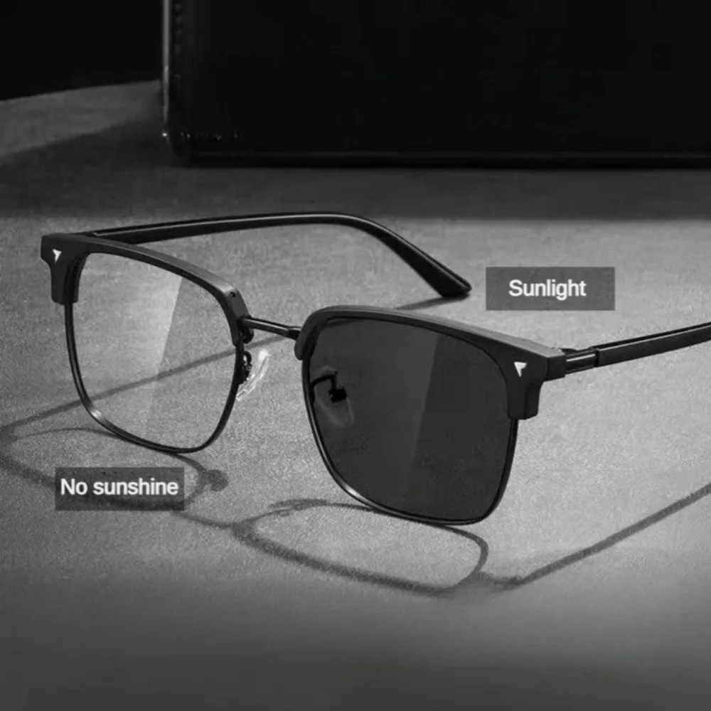 Gafas fotocromáticas antiradiación con luz azul, montura cuadrada de Metal, gafas de ordenador para mujeres y hombres, lentes reemplazables