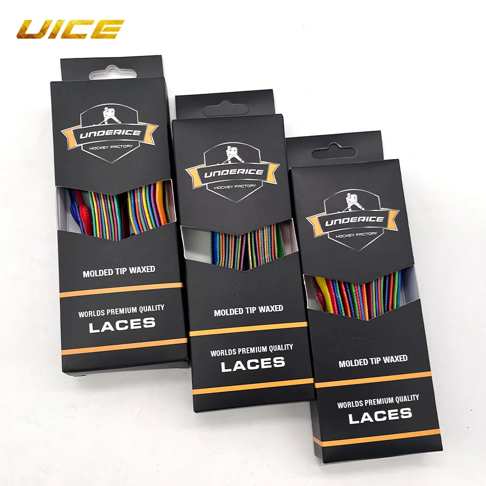 Cadarços para patins de hóquei, acessórios de hóquei 72 84 96 108 120 130 polegadas, trança de camada dupla, ponta encerada reforçada, design de patins de hóquei no gelo