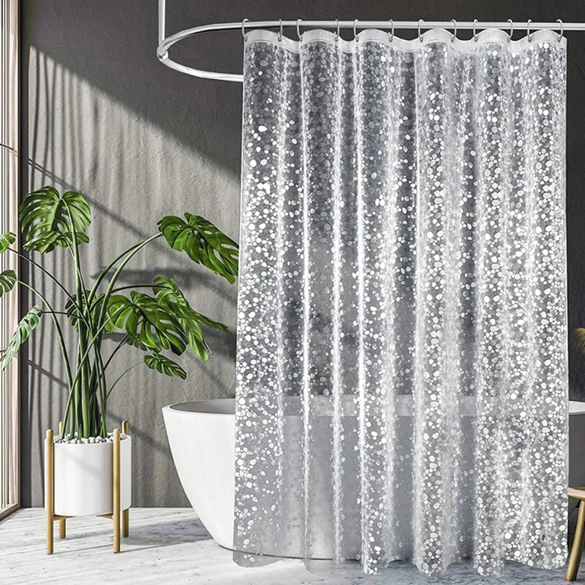 Cortina de ducha de guijarros PEVA, forro transparente, cubierta de baño impermeable para bañera, revestimiento de cortinas de baño de adoquines