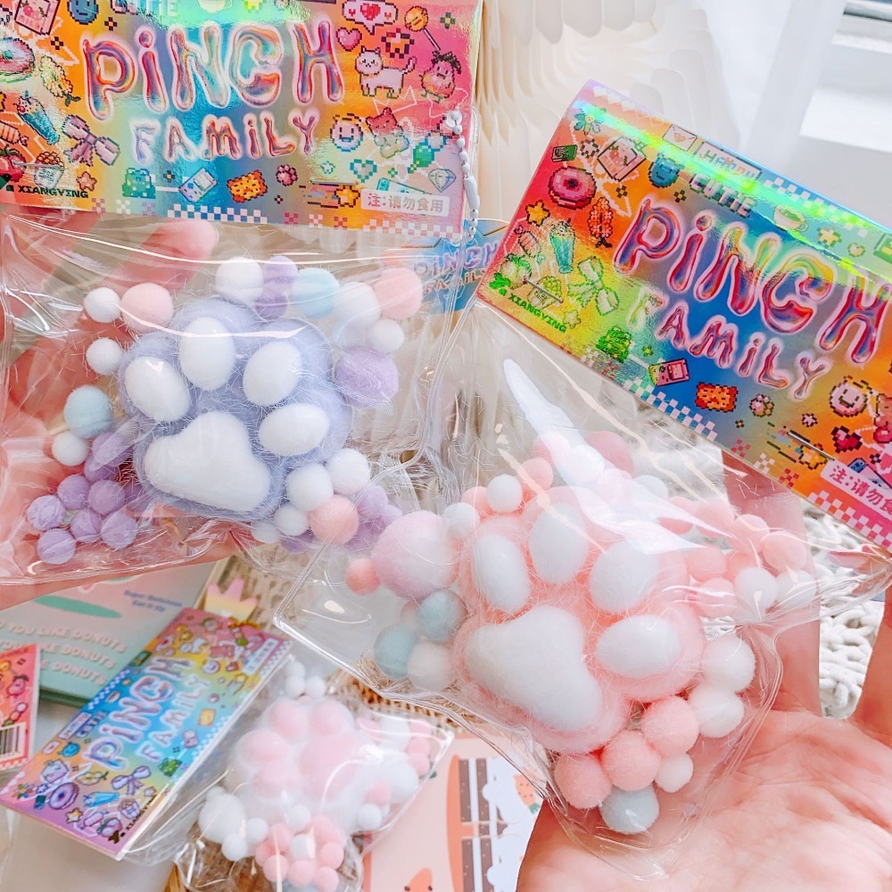 Mini PU Squeeze Toy para Meninas, Pé De Gato, Antistress, Alívio Do Estresse, Descompressão, Mochi Fidget, Contas De Terapia, Menina