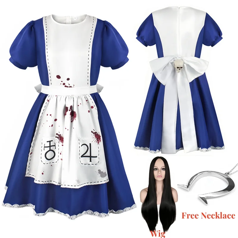 Anime Alice Princess Dress Cameriera Grembiule Abito Gioco Madness Returns Alice Costume Cosplay per donne Ragazze Festa di Halloween
