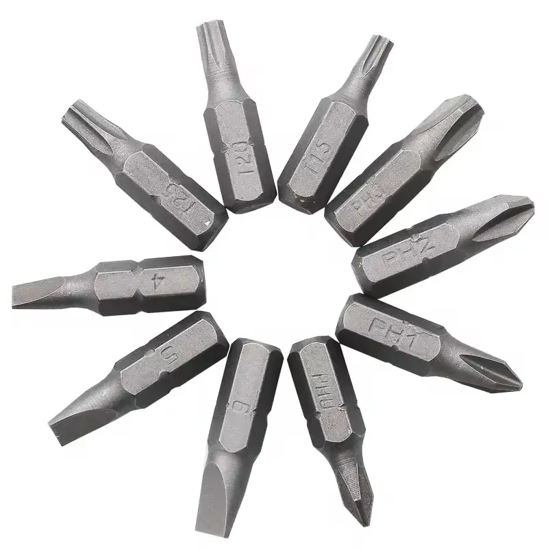 L-shaped 1/4 Hexagonal Screwdriver Bit 90 Degree Double Head Handle Black 6.35 Wrench 10pc Yellow Tape Screwdriver Bit Tool Set