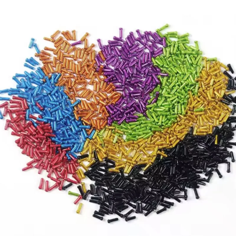 50 ชิ้นจักรยานสายด้านใน End Caps โลหะผสมจักรยานเสือภูเขาเคล็ดลับเบรค Shift Cable End Crimps