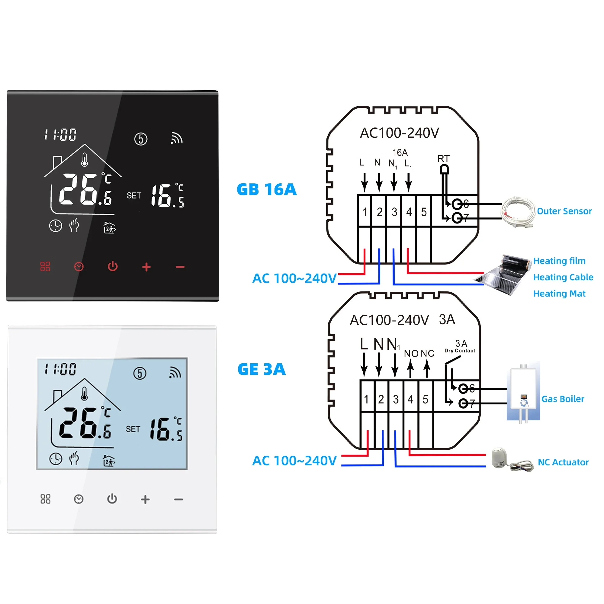 Minco Wärme Neue M4A Samrt Wifi Tuya Thermostat Temperatur Controller LCD Display Für Elektrische Boden Heizung/Wasser/Gas kessel