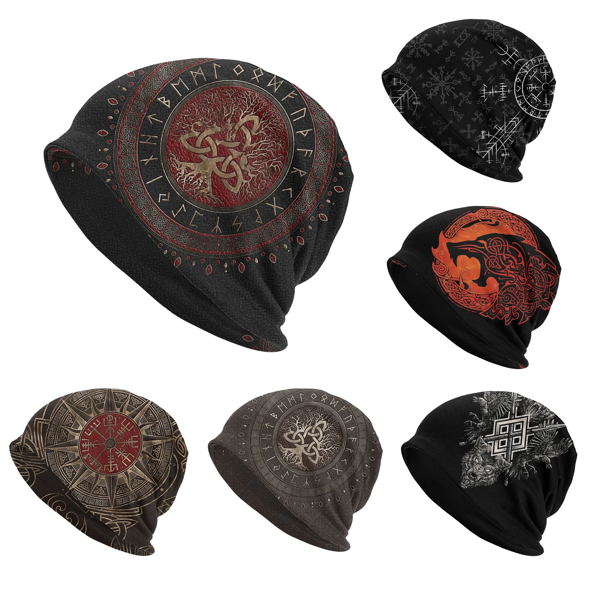 Bonnet Nón Người Viking Ragnar Lothbrok Nam Nữ Đan Nón Cây Với Triquetra Mùa Đông Ấm Nắp Phố Skullies Beanies mũ Lưỡi Trai